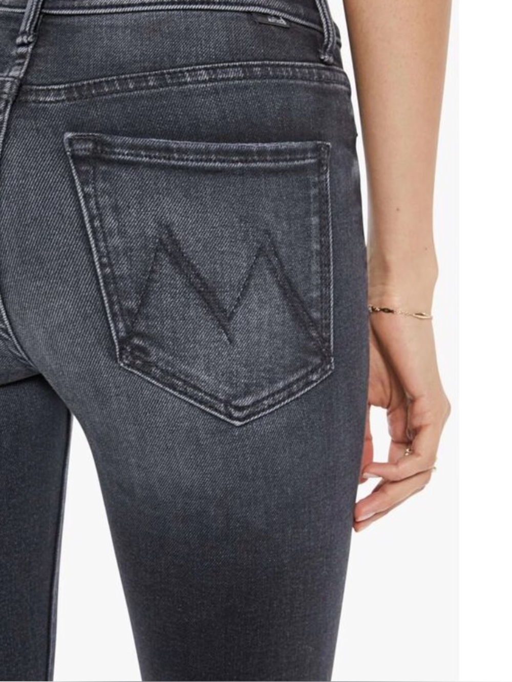 MOTHER Charcoal Gray Up in Smoke Skinny Jeans The Pixie Mid Rise 27